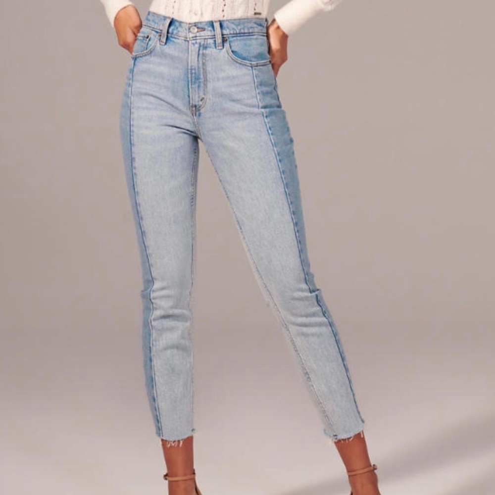 Abercrombie & Fitch high-waisted 2-toned mom jean